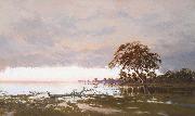 unknow artist The Flood on the Darling River oil painting on canvas